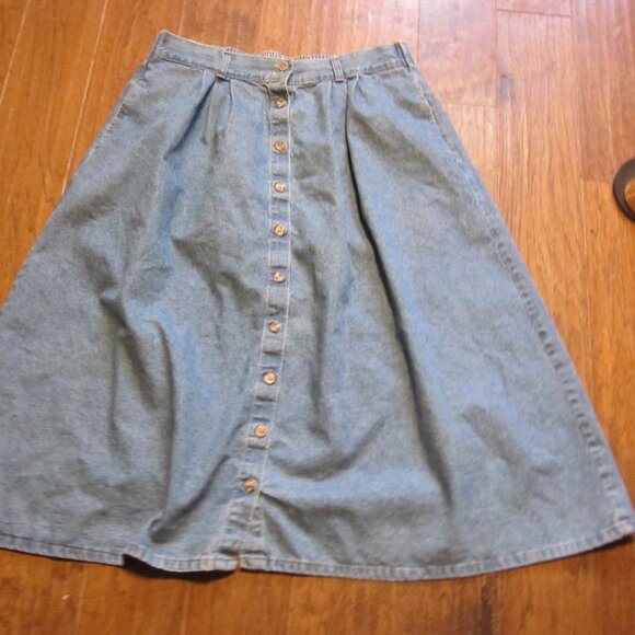 cabin creek denim two pocket button front full sweep long skirt 18 w - Picture 2 of 6